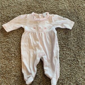 Kissy Kissy Light Pink Footed One-Piece with Smocked Bows